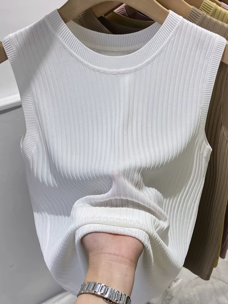 Débardeurs en tricot coréens pour femmes