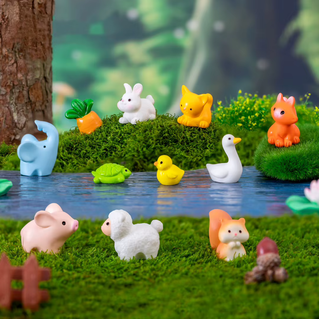 17 types de figurines décoratives d'animaux mignons
