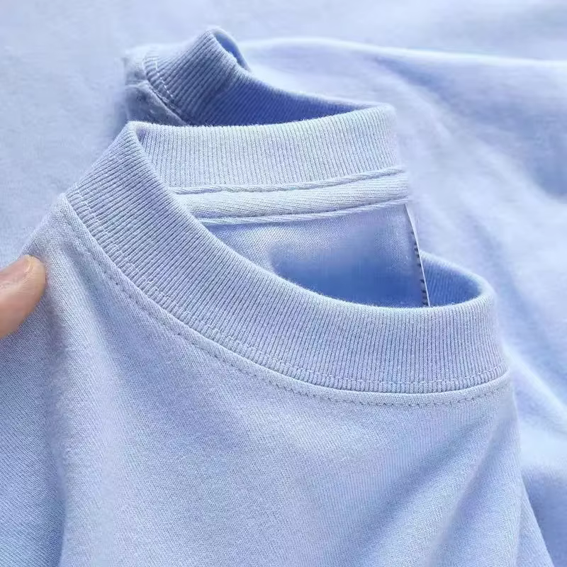 T-shirt à manches courtes en pur coton épais Tianqing couleur été coupe ample unisexe basique Sle confortable respirant décontracté...