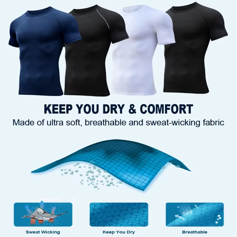 Chauve-souris graphique Compression t-shirts chemises hommes à manches courtes anti-éruption gymnastique entraînement course t-shirt été athlétique séchage rapide hauts mâle