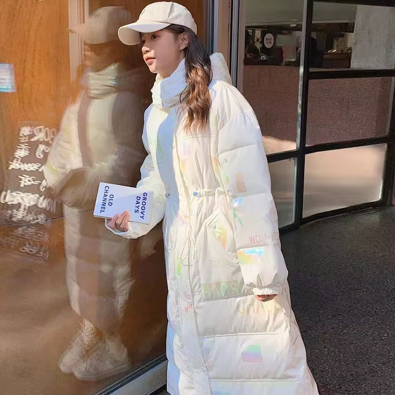 Parka pour femmes, nouveau visage brillant, vêtements longs colorés rembourrés, couleur magique, veste épaisse, vêtements d'extérieur à capuche, manteau Streetwear