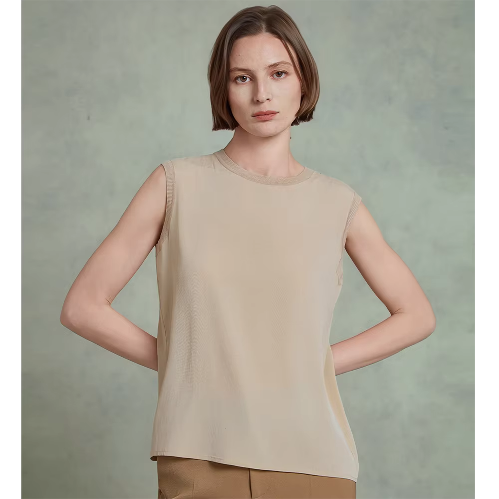 Débardeur sans manches en soie de mûrier véritable pour femme