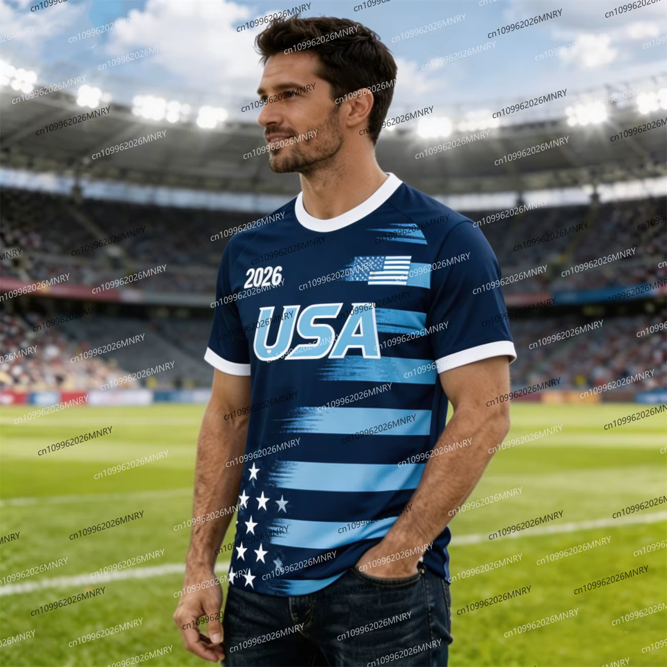 T-shirt d'homme avec emblème du drapeau américain 2026