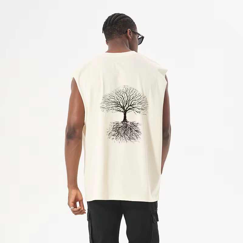 T-shirt à capuche imprimé arbre de vie pour hommes