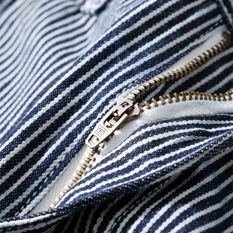 Pantalon de travail ferroviaire en Denim Original AMEKAJI salopette de travail rayée multi-poches Trekking en plein air randonnée Camping pantalon
