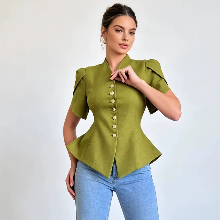 Haut blazer peplum LIMO avec col en V