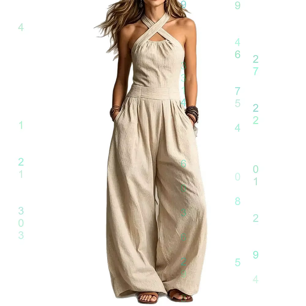 Combinaison sans manches à col halter, ensemble assorti printemps-été