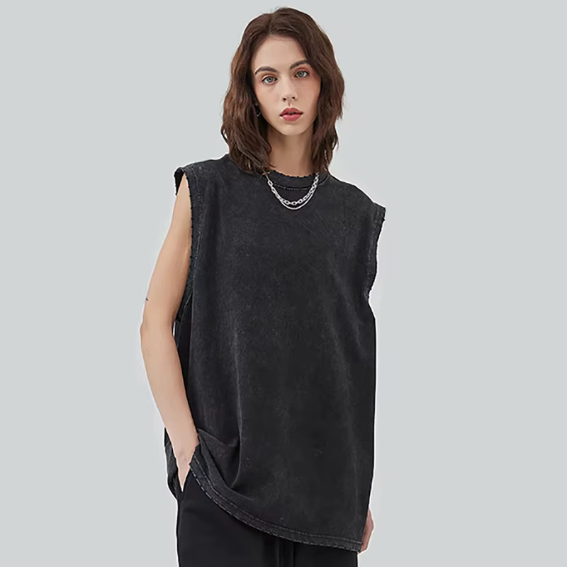 Débardeurs en coton délavé style vintage pour hommes et femmes – Idéaux pour la gym