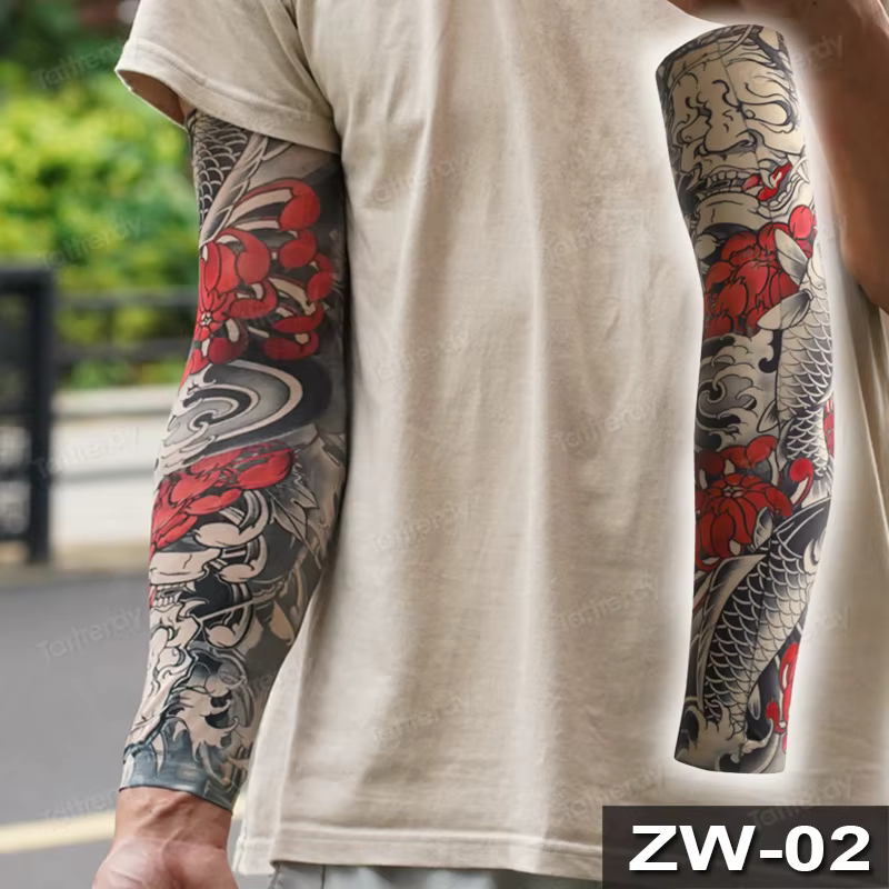 6 manchons de tatouage élastiques pour bras entier, pour hommes et femmes, motif réaliste de crâne Hannya japonais et dragon, pour maquillage corporel