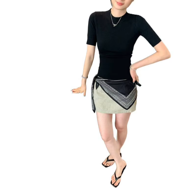 Pull tricoté pour femme à manches mi-longues