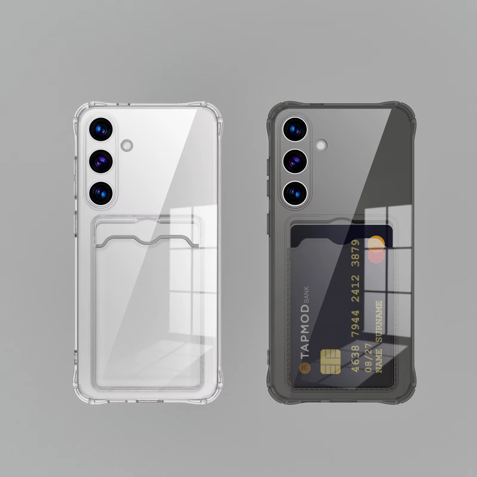 Étui en silicone transparent avec fente pour carte pour Samsung Galaxy S26 S25 Edge S24 S23 S22 S21 Plus Note 20 Ultra S20 FE Protection Cover