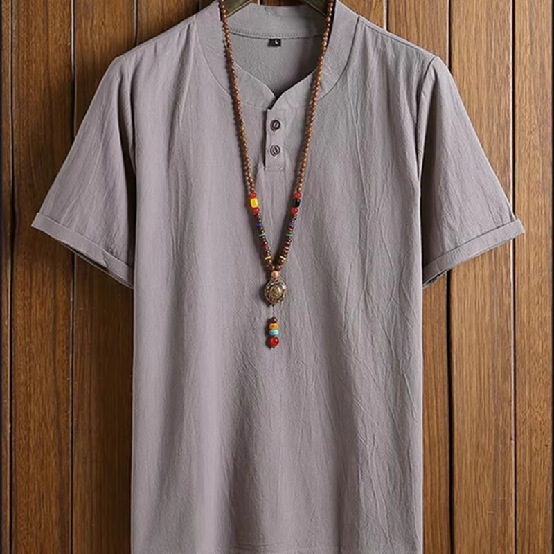 Pyjama en lin de coton pour hommes Pyjamas à manches longues printemps et automne Vêtements de nuit minces Grande
