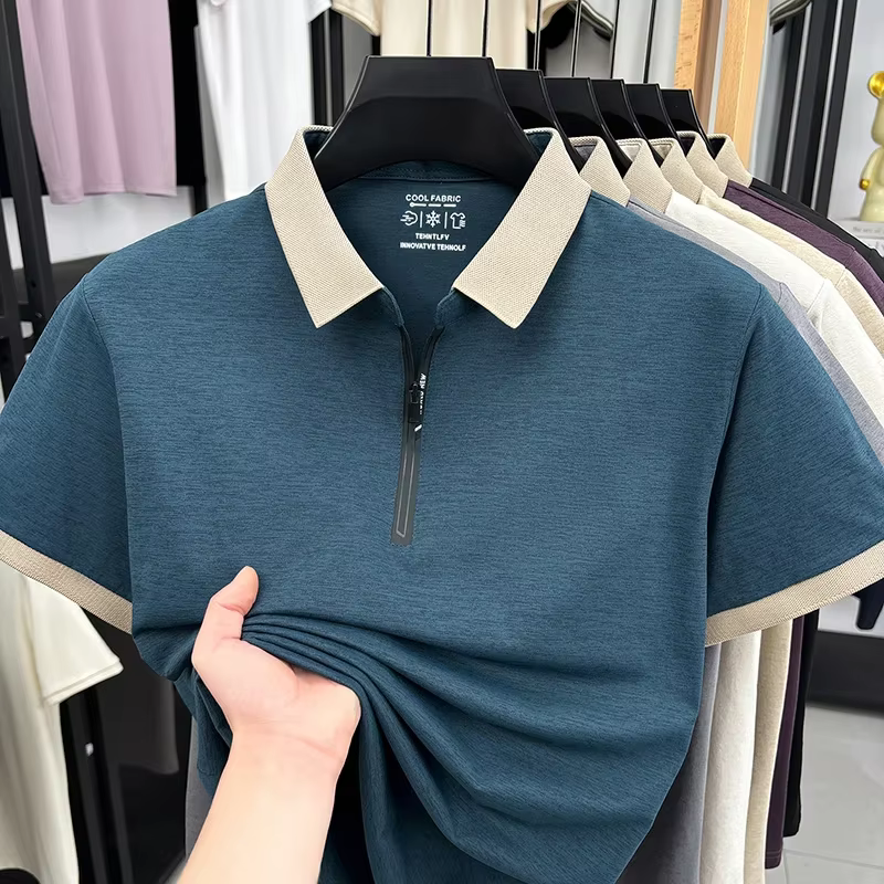Polo à col zippé pour homme