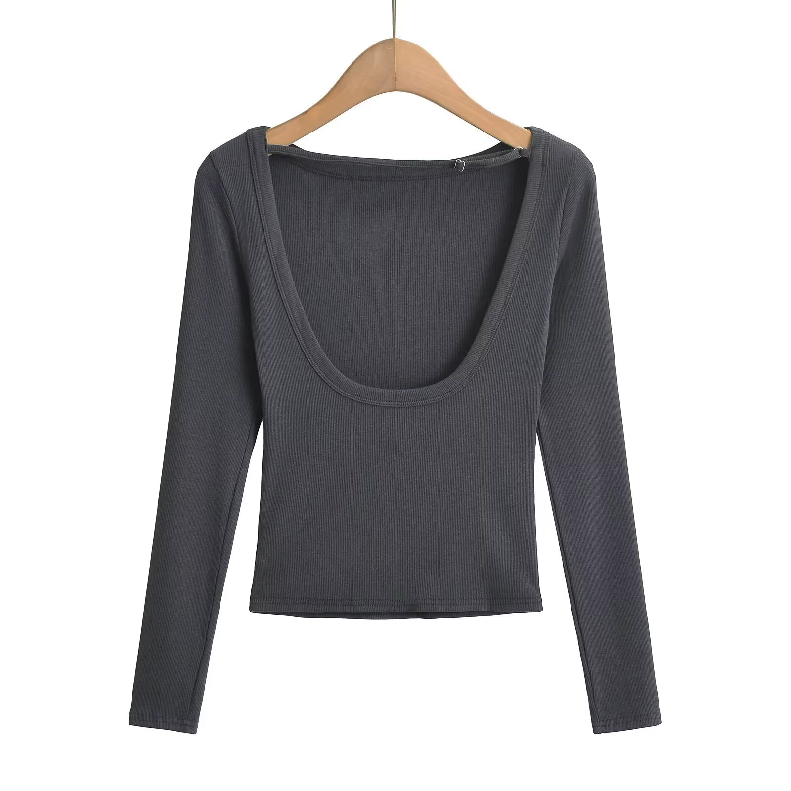 T-shirt manches longues pour femmes, haut à dos ouvert