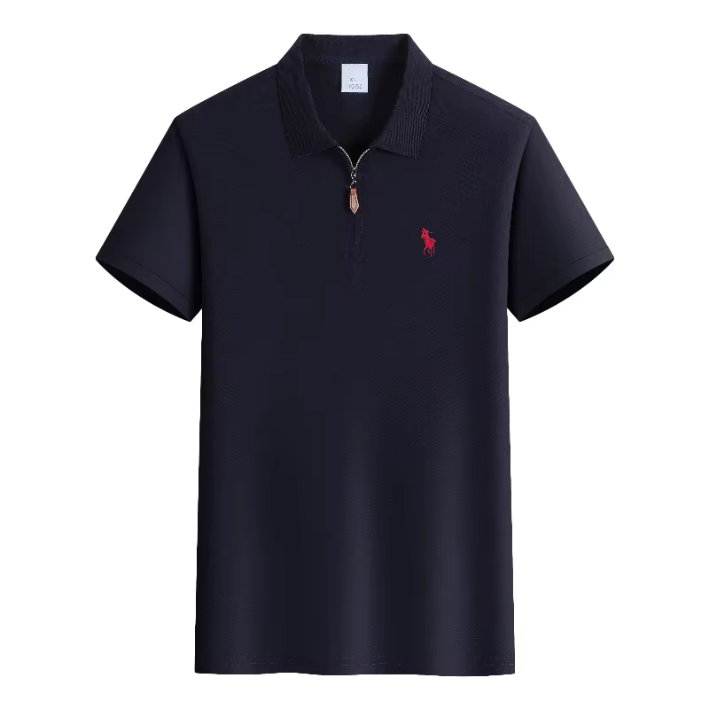Polo brodé de luxe à manches courtes pour homme