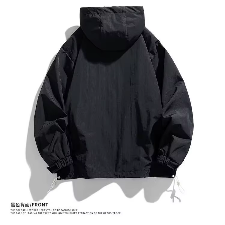 Veste pull à capuche pour hommes, coupe-vent décontractée avec plusieurs poches, veste de sport de plein air, demi-fermeture éclair, coque rigide à capuche