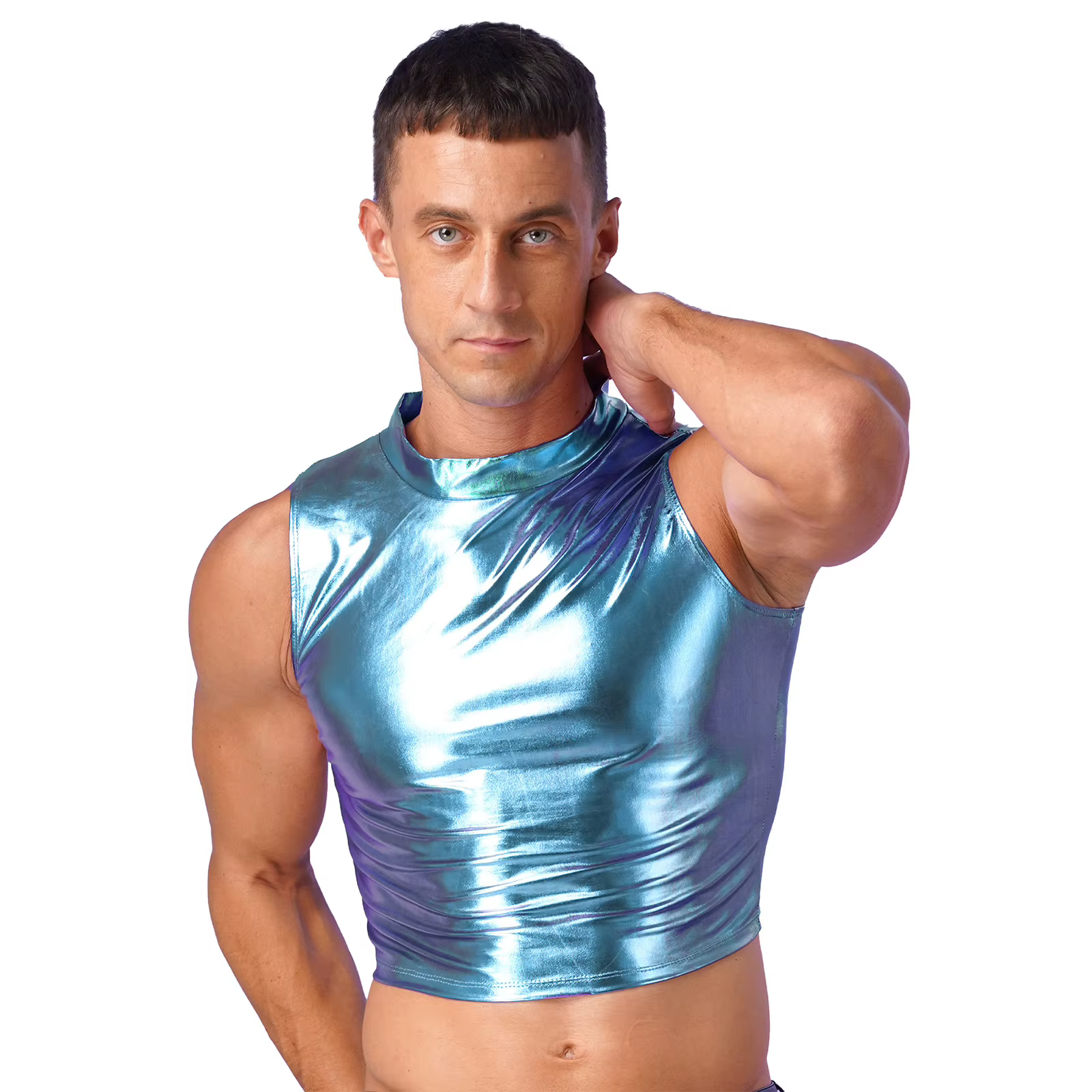 Haut court métallique Sexy pour hommes