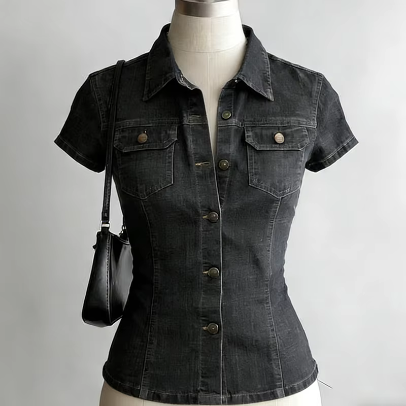 Chemise en jean gris pour femme