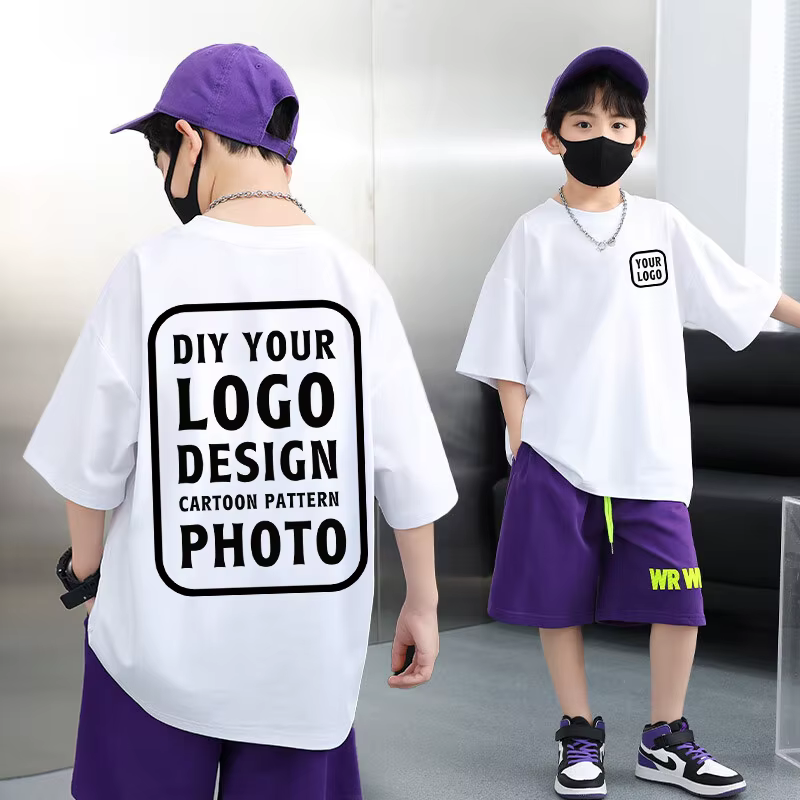 T-shirt à manches courtes en coton confortable pour garçon et fille