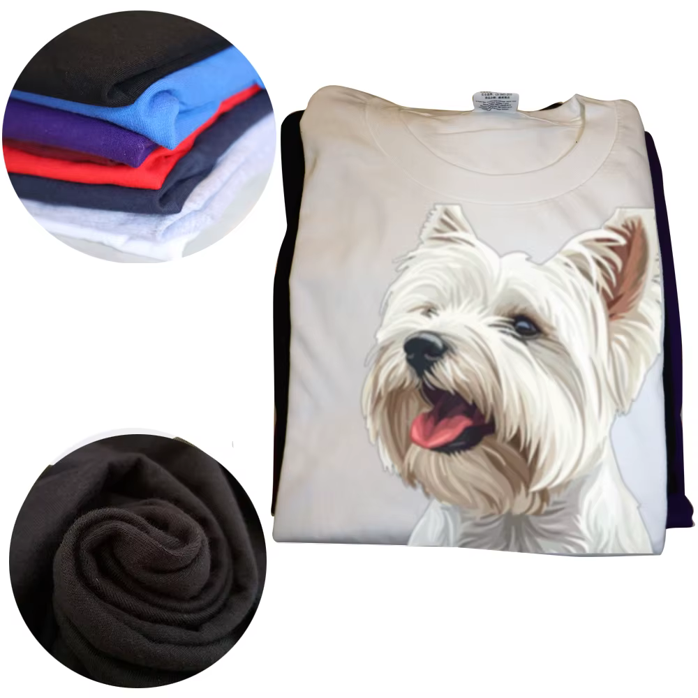 Drôle West Highland blanc Terrier chien Westie T-shirts hommes femmes mode t-shirt style décontracté 100% coton ample