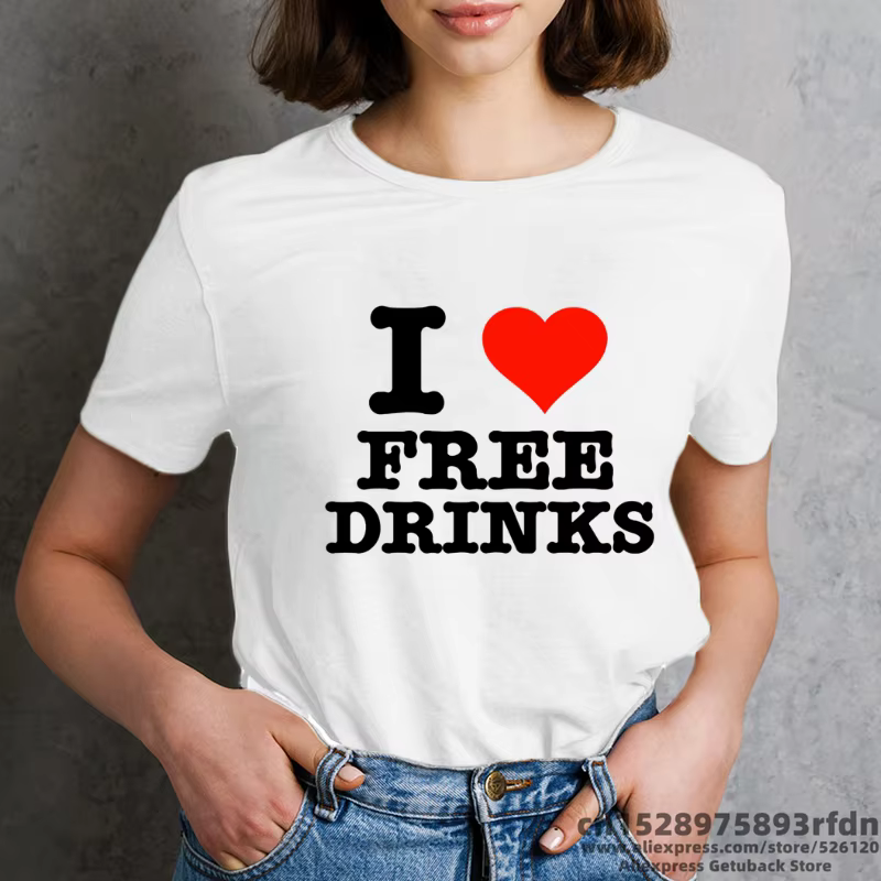T-shirt imprimé drôle I Love Paris pour femmes