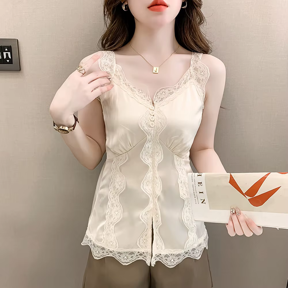 Camisole en dentelle à l'acide acétique pour femme
