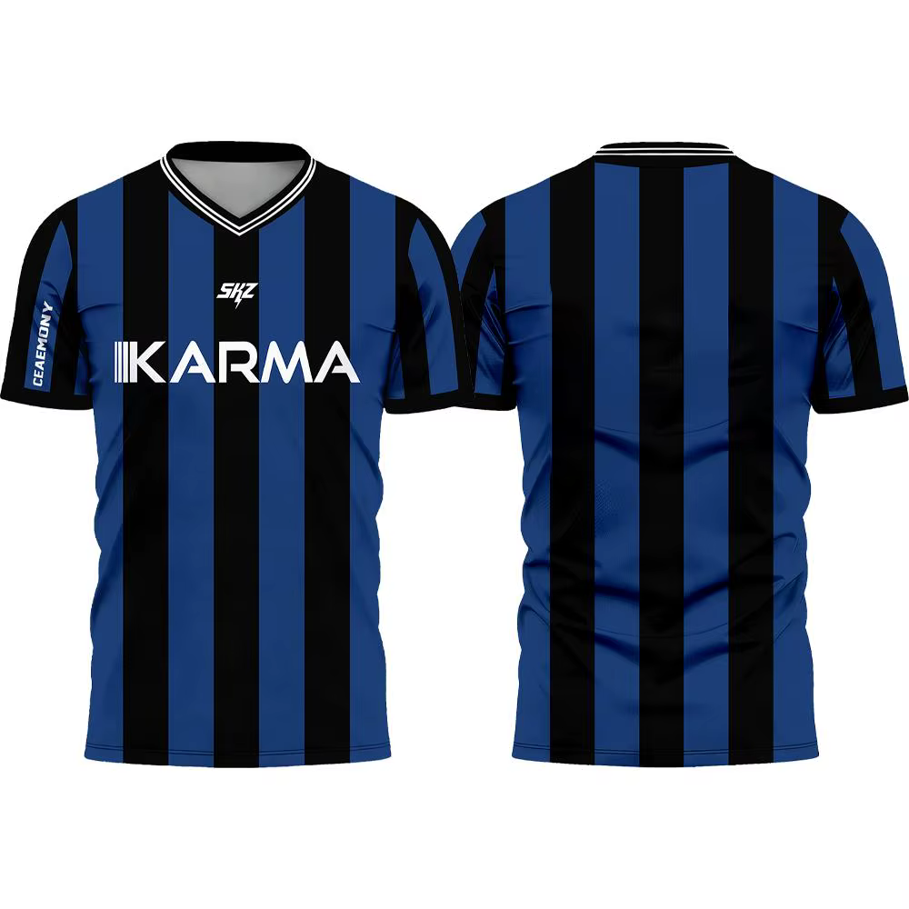 Maillot de football Karma SKZ Hyunjin, t-shirt adapté aux hommes et aux femmes, tissu 3D à séchage rapide, vêtements d'entraînement sportifs d'été en plein air