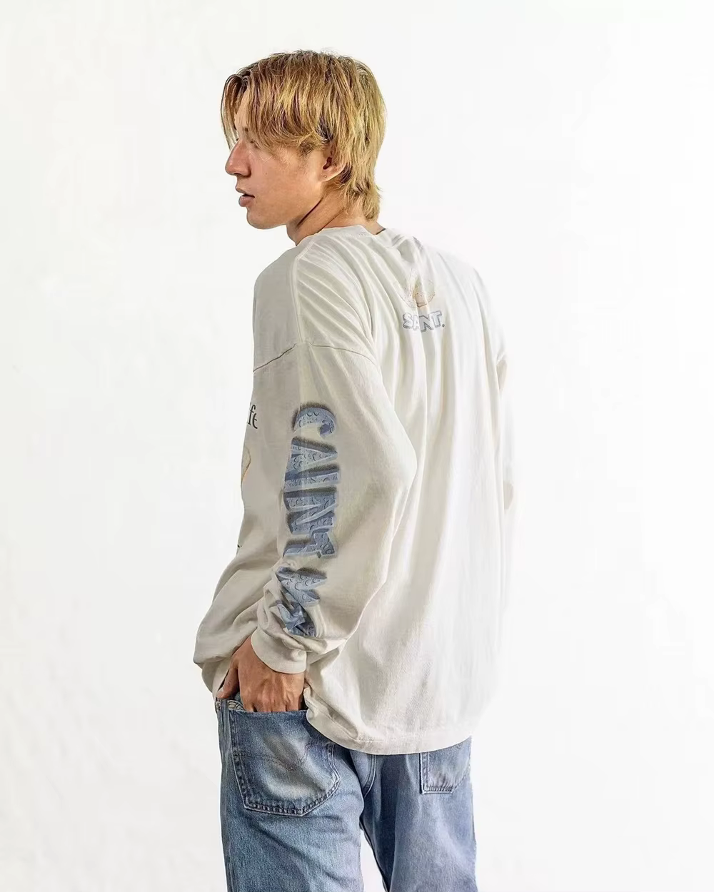 Yao mode SAINT OF MICHAEL Y2k rétro Vintage drôle graphiques imprimer à manches longues hauts hommes vêtements ample