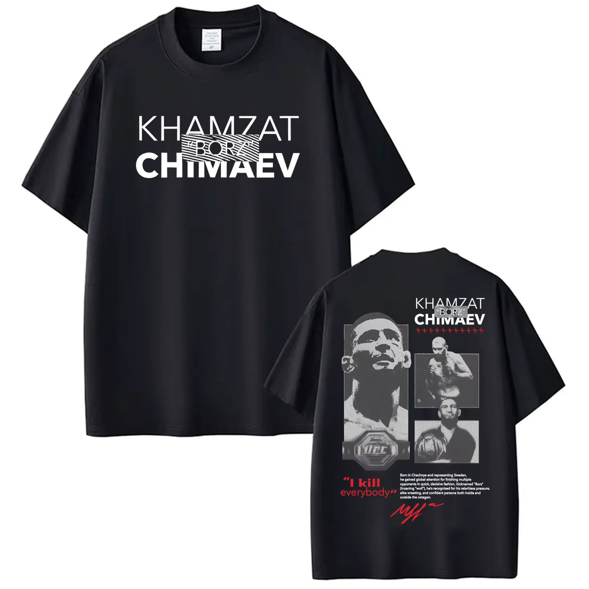 T-shirt à logo Khamzat Chimaev « borz » pour hommes et femmes