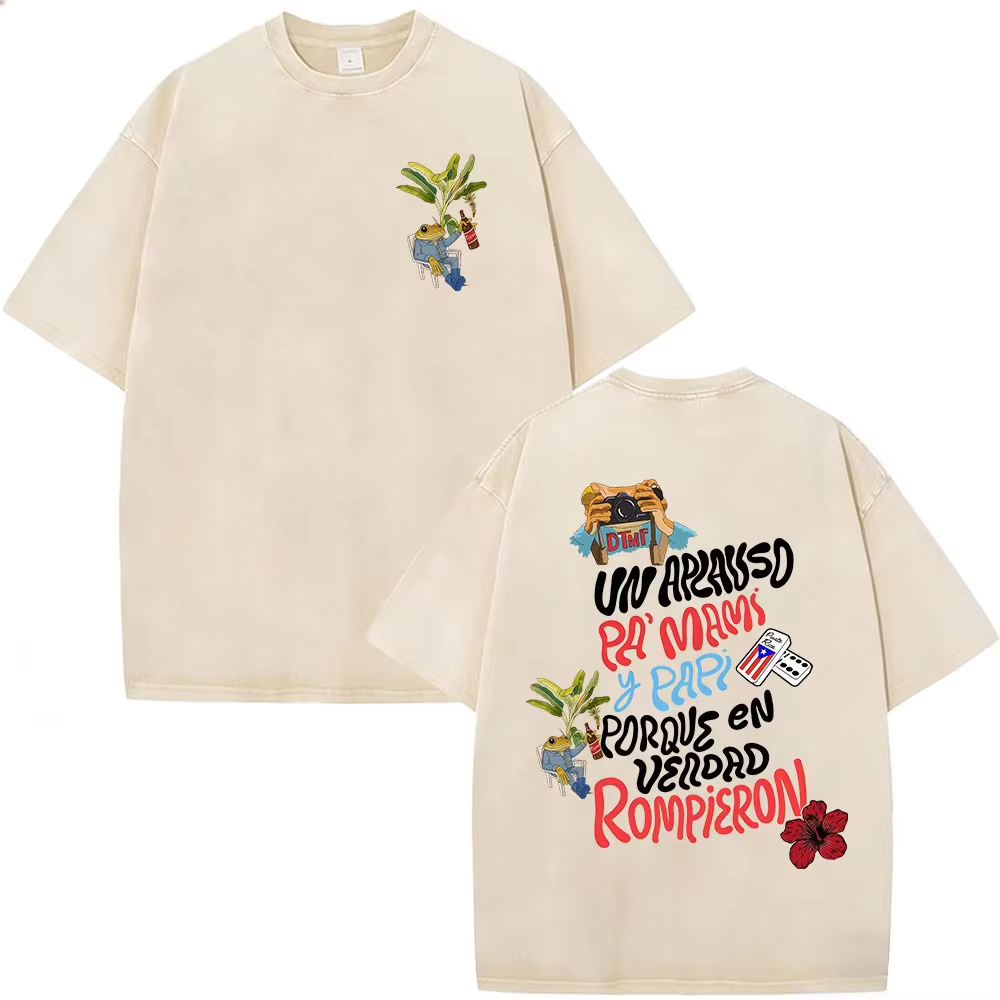 T-shirts vintage délavés Bad Bunny Debi Tirar Mas Fotos DTMF – Vêtements pour hommes