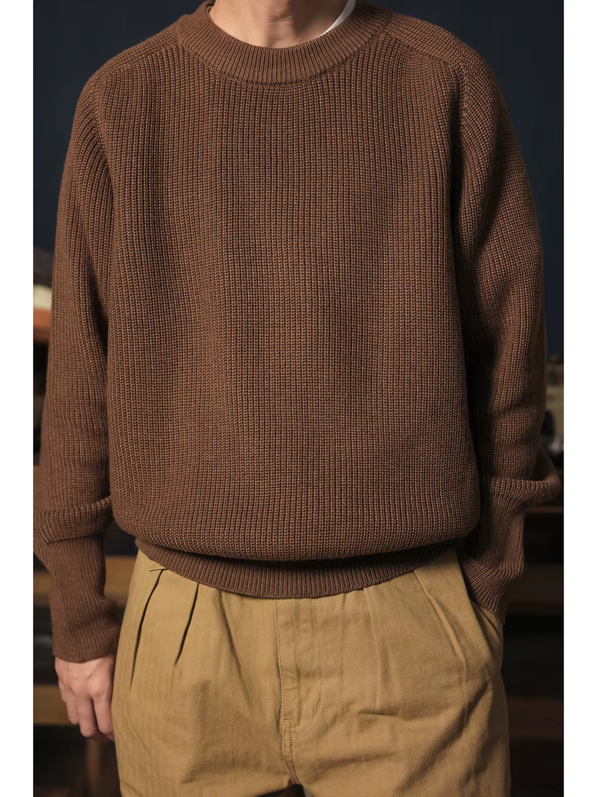 Pull classique à manches Raglan et col rond pour homme