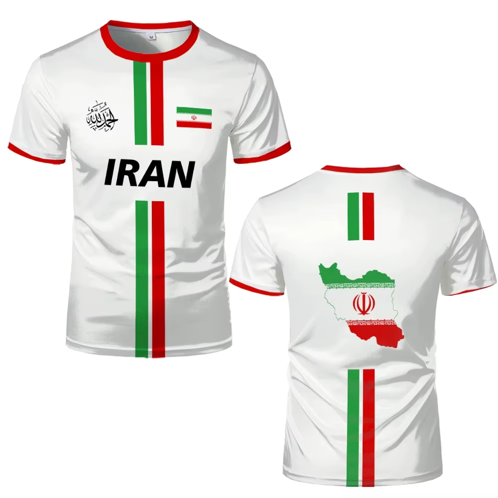 T-shirt avec carte de l'Iran pour hommes et femmes, drapeau iranien, calligraphie persane, uniforme d'équipe de football, mode sportive décontractée d'été