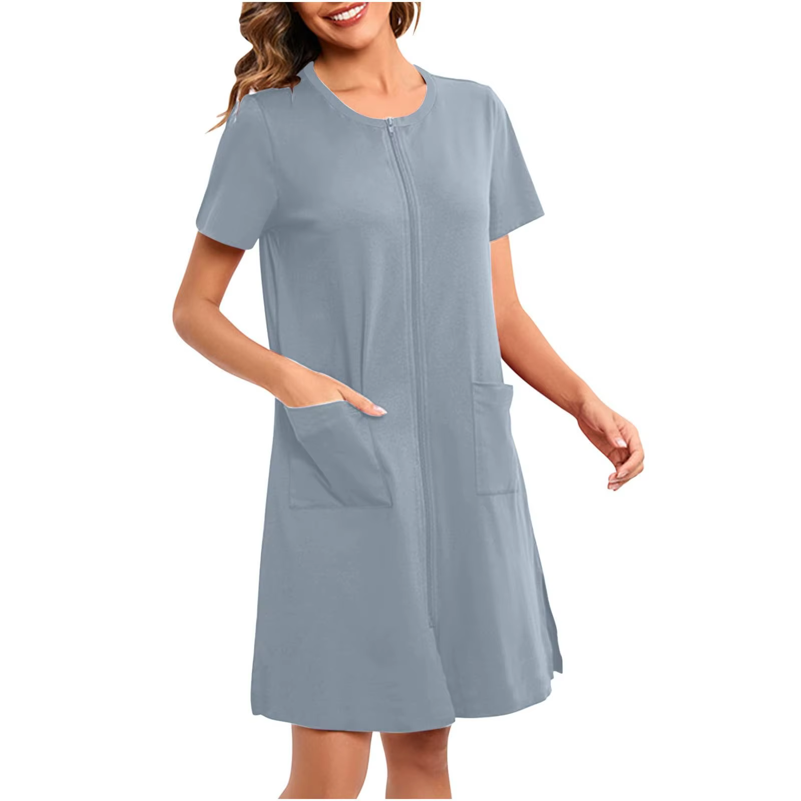 Chemise de nuit zippée sur le devant pour femmes