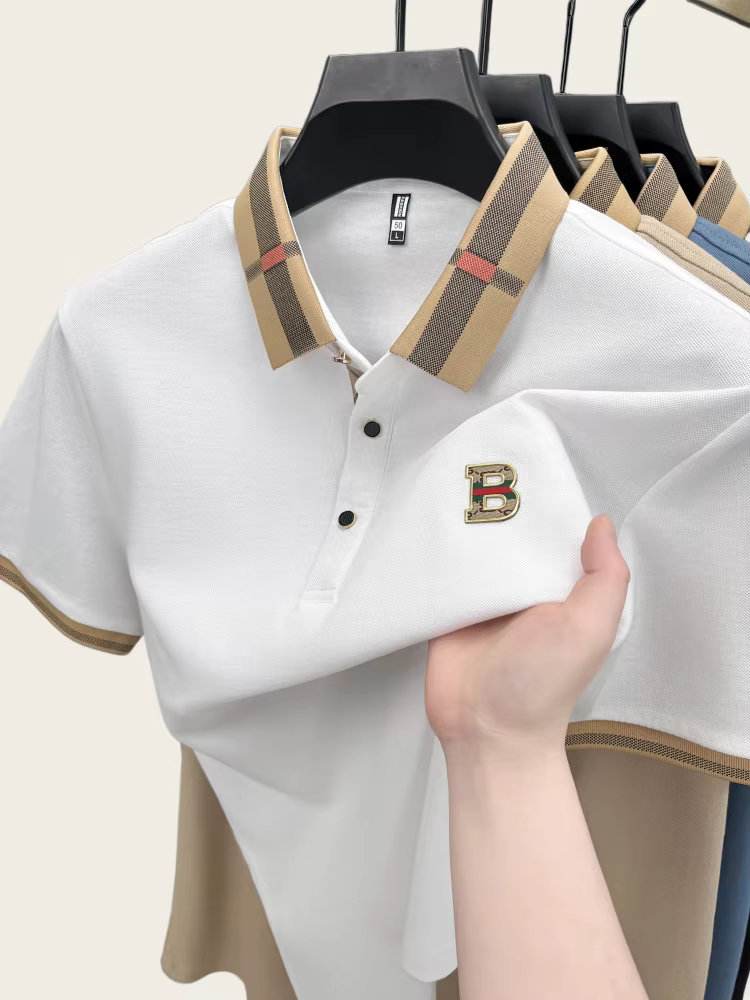 Polo à manches courtes avec logo de marque de luxe pour hommes