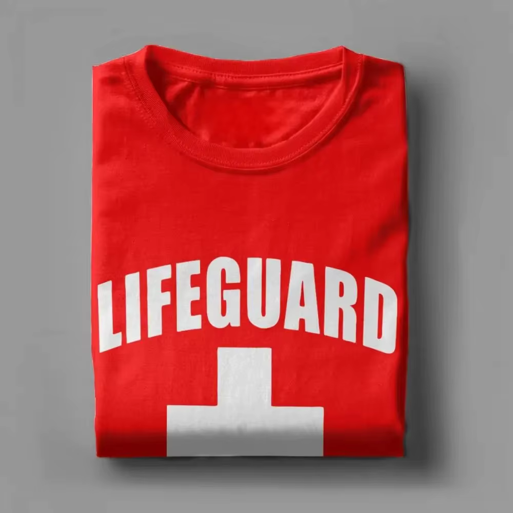 T-Shirts de sauveteur drôles hommes col rond coton t-shirt rouge