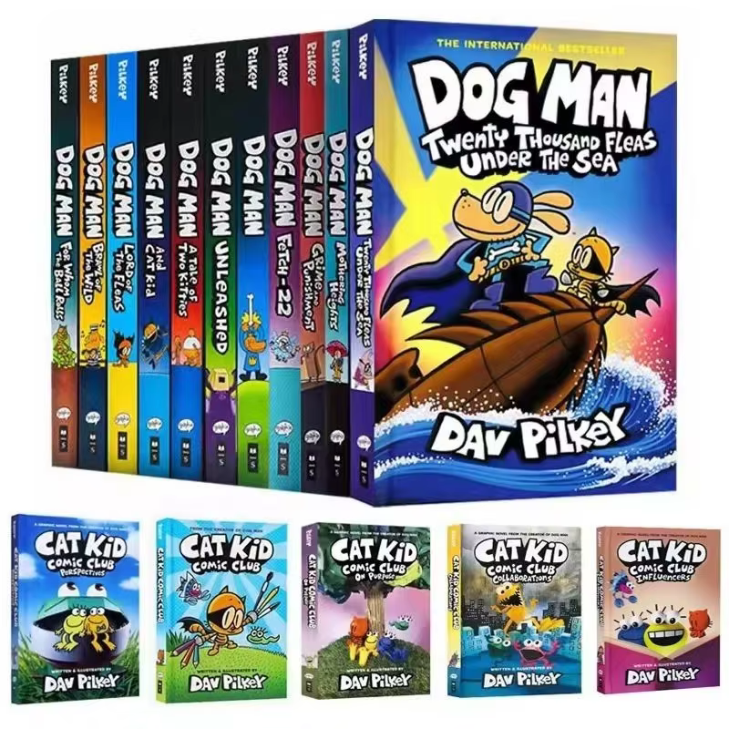 19 livres/ensemble en broché, Les Aventures de Dog Man, la collection épicée, en anglais, pour enfants, humoristique, roman, manga, bande dessinée