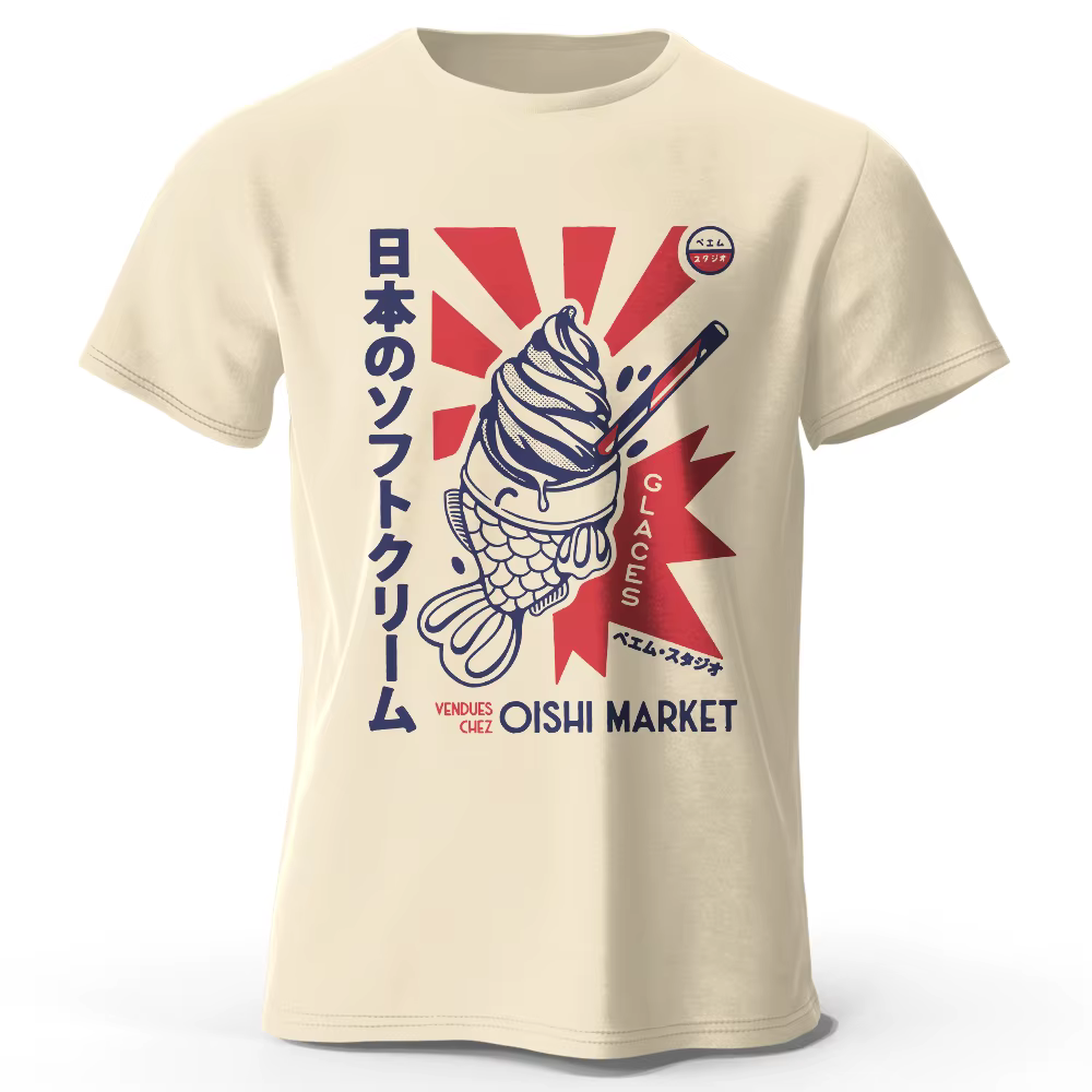 T-Shirt 100% coton imprimé Foodie japonais