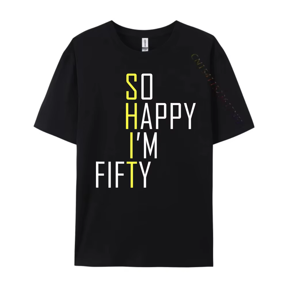 T-shirt graphique blanc So Happy I'm Fifty