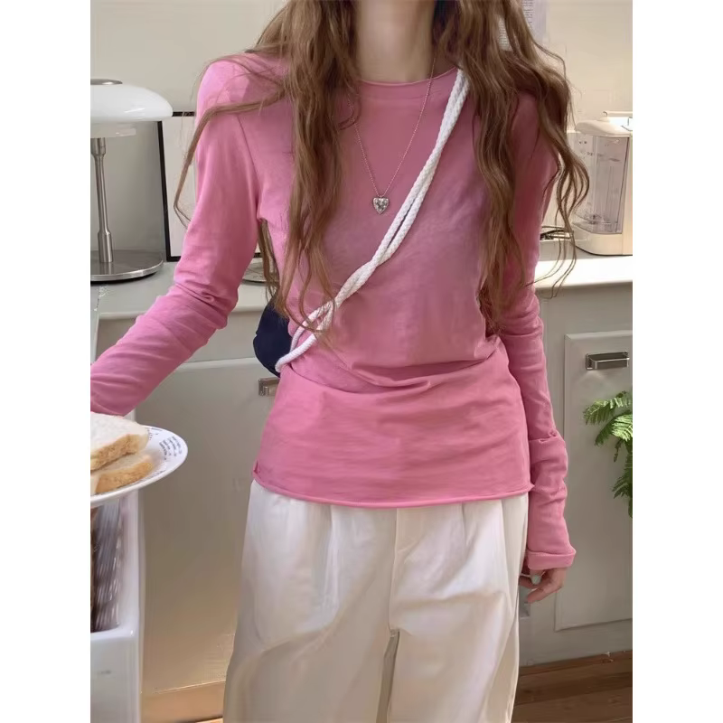 T-shirt à manches longues bouclé pour femmes