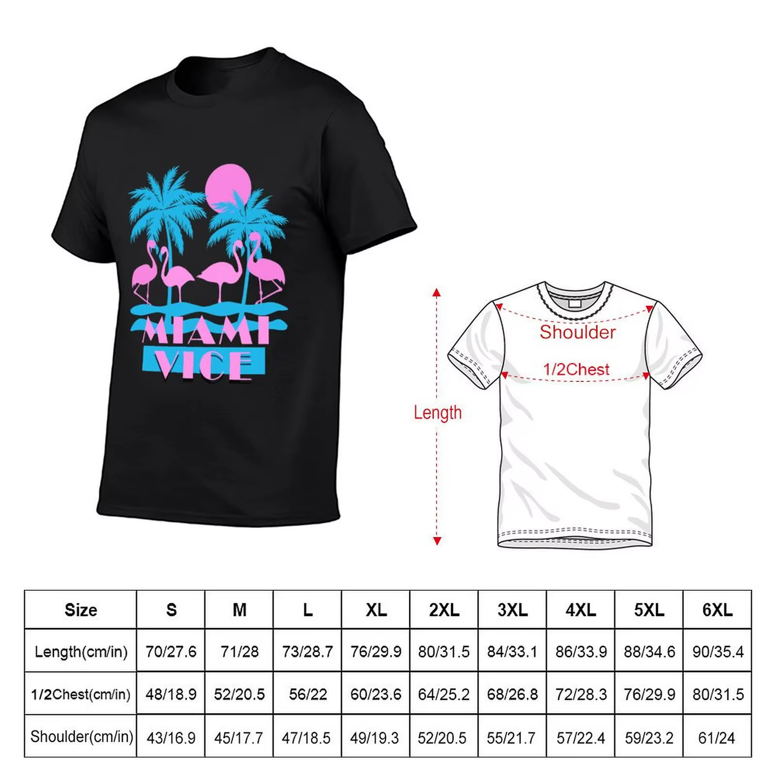 Miami Vice-Flamingo floride T-Shirt haut d'été vintage hommes t-shirts drôles