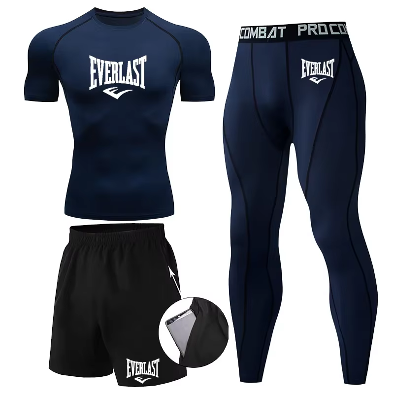 EVERLAST hommes T-shirt + Short 2 pièces ensemble loisirs souffle à manches courtes Sport Jogging gymnase marque impression vêtements