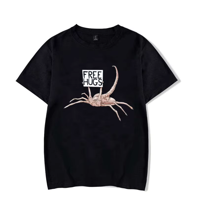 Câlins gratuits drôle Facehugger Aliens T-Shirt Harajuku