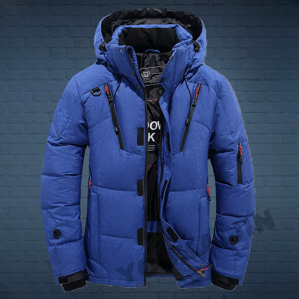 Doudoune 5XL pour hommes -20 ° C Manteau à capuche chaud en duvet de canard blanc pour l'hiver
