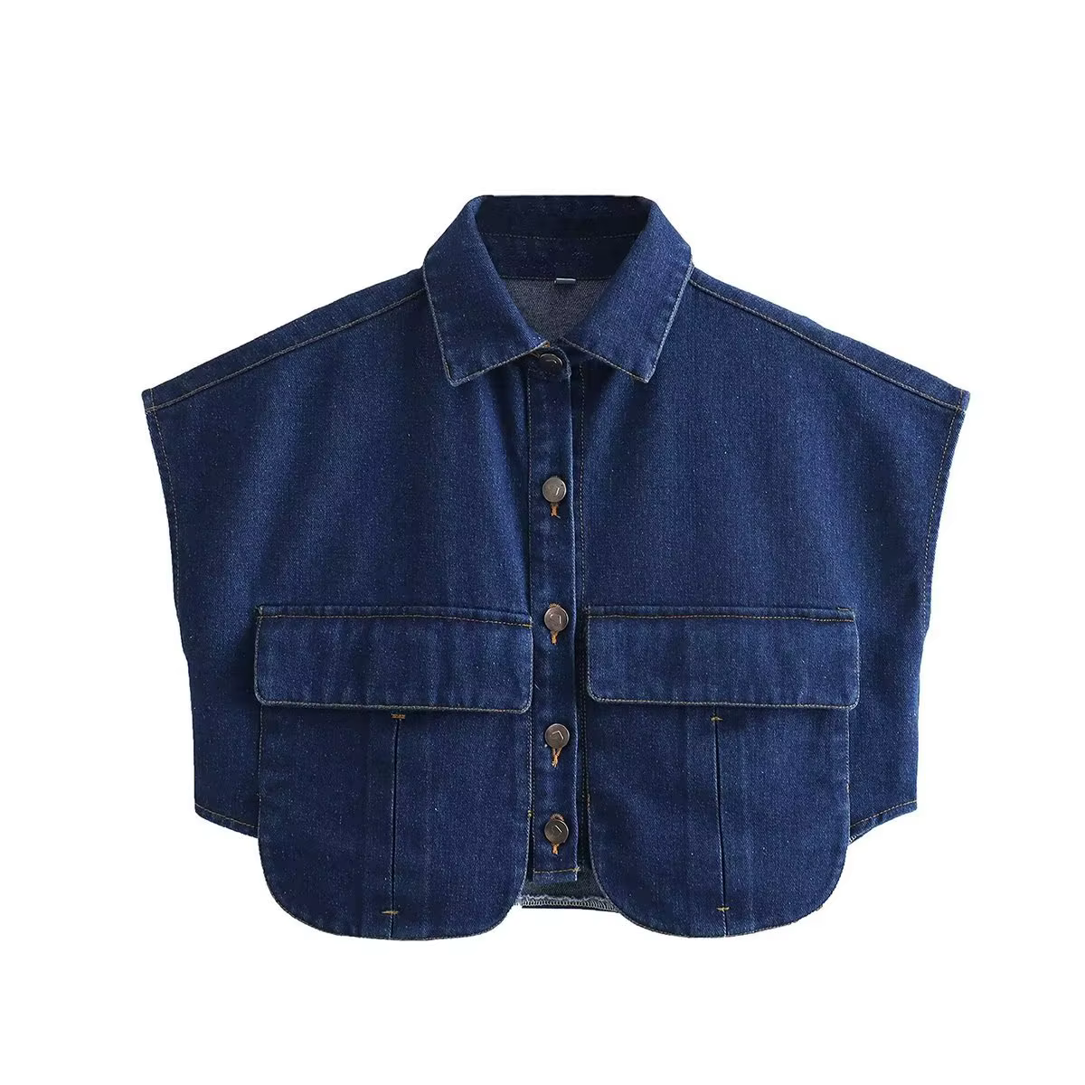 Chemisier court en denim pour femme avec poches