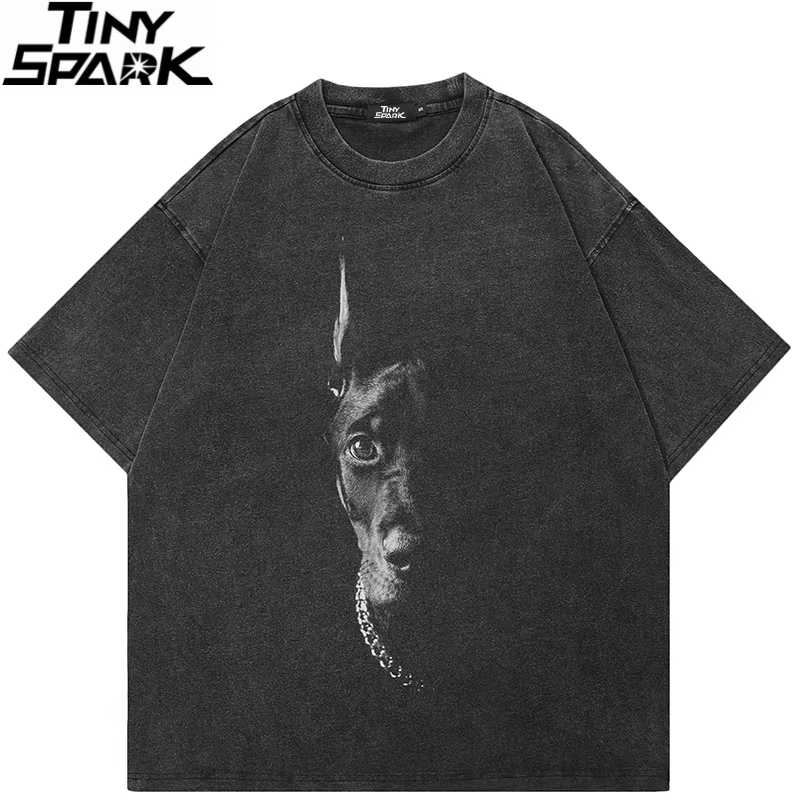 2025 hommes Hip Hop Streetwear surdimensionné T-Shirt Doberman chien graphique