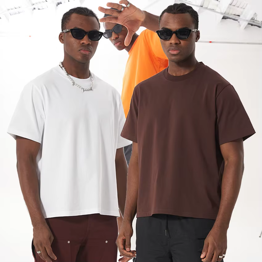 2025 nouveau Boxy Fit T-shirt à manches courtes hommes coton lourd épaule tombante