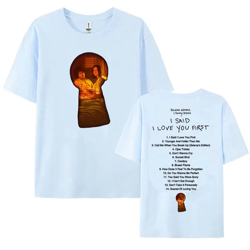 Vêtements pour femmes j'ai dit que je t'aime premier Album 2025 T-shirt Selena Gomez & Benny Blanco chanteur imprimé