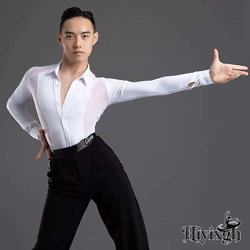 Nouveau T-shirt de danse latine à manches longues 2026 pour garçons