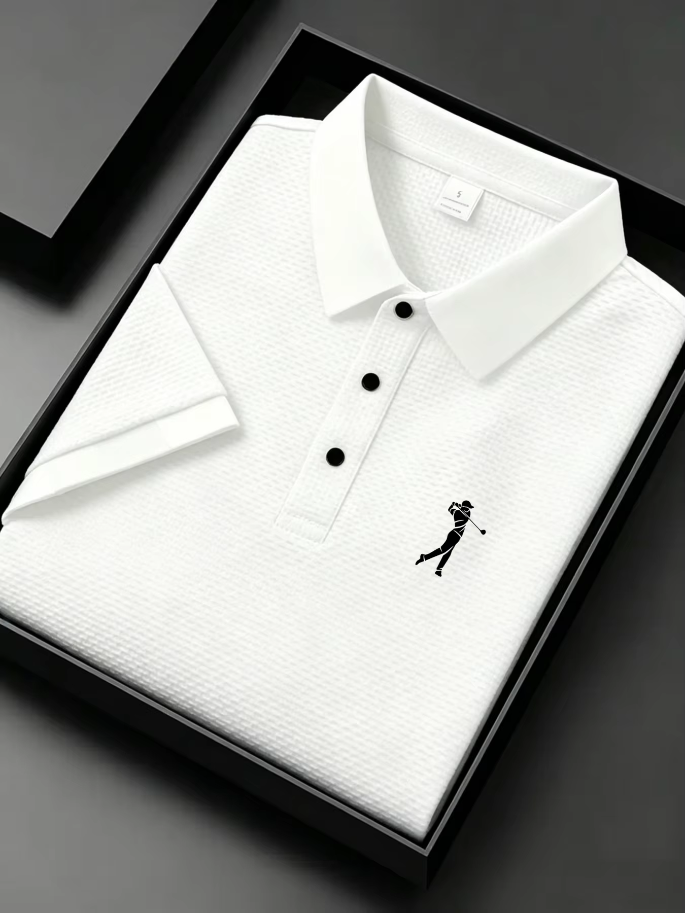 Polo jacquard pour homme avec silhouette de golfeur
