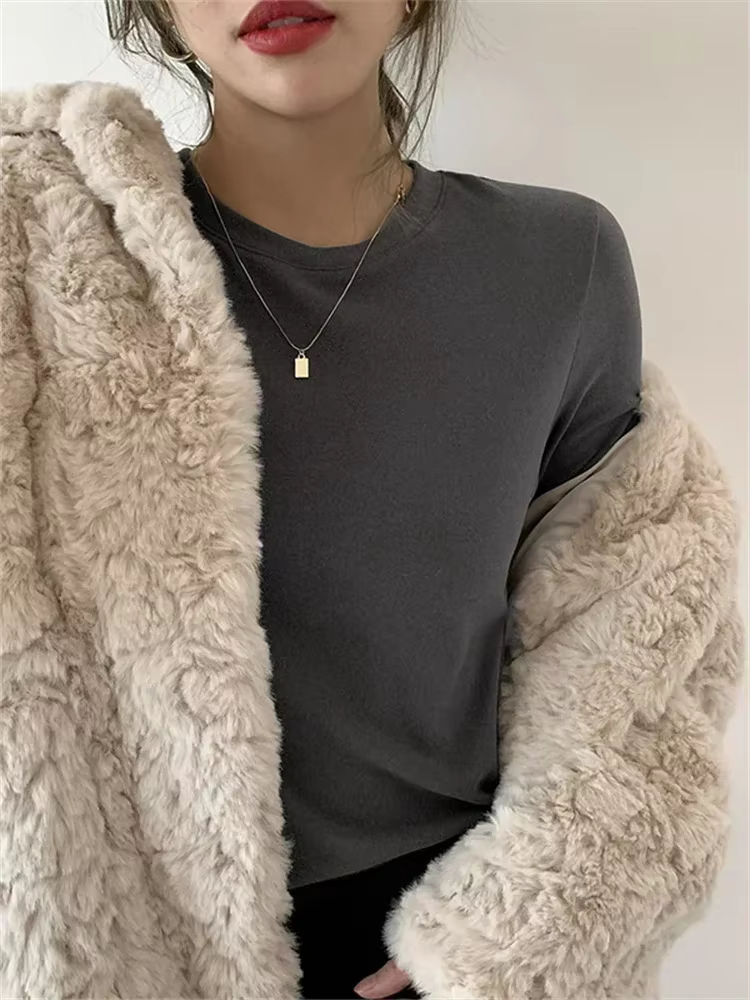 Hiver femmes pull T-Shirt femmes surdimensionné T-Shirt femme vêtements femme T-Shirt hauts pull à manches longues Tube tricoté T-Shirt haut